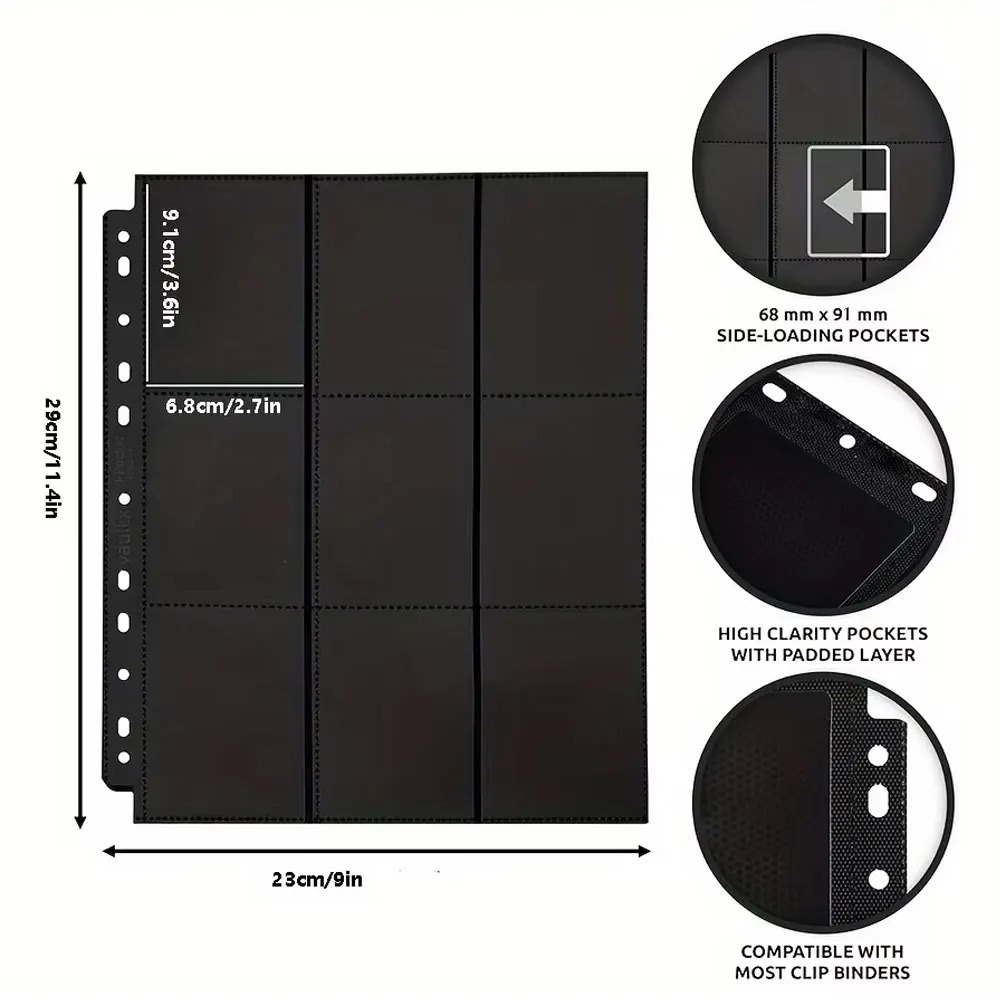 검은색 9칸 A4 크기 트레이딩 카드 바인더 페이지 1 - Trading Card Binder 리뷰 및 가격